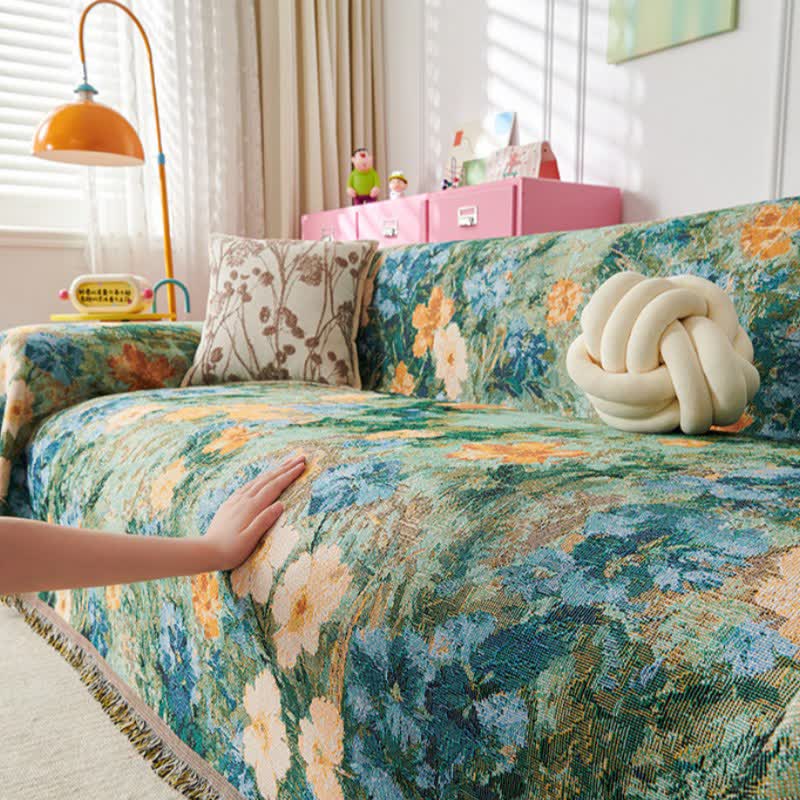 White Blossom Botanical Sofa Throw Blanket - image 2