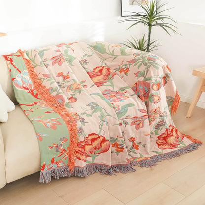 Orange Blossom Cotton Gauze Tassel Quilt - image 3