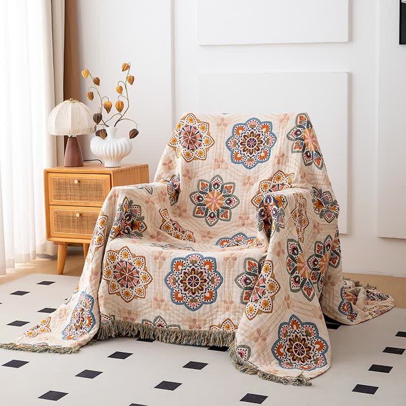 Ethnic Star-shaped Flower Cotton Quilt - image 2