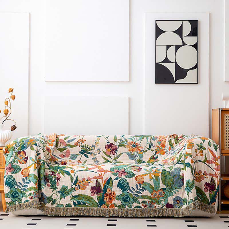 Flourish Flower Cotton Gauze Tassel Quilt - image 3