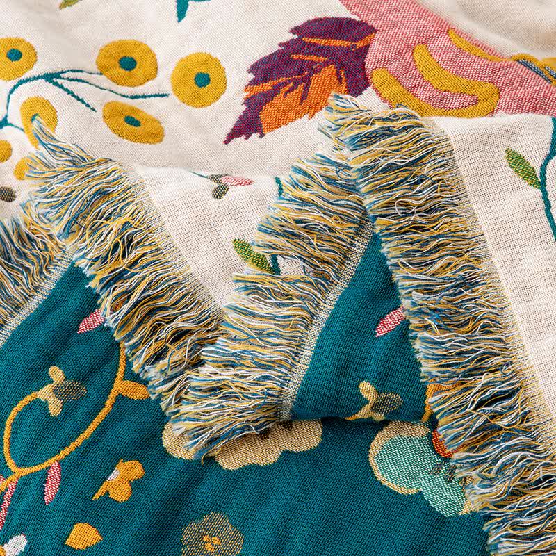 Colorful Flower Leaf Cotton Tassel Quilt - image 5