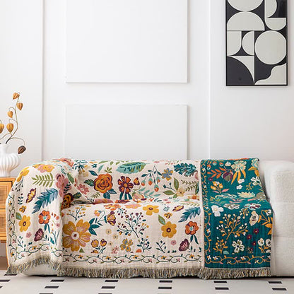 Colorful Flower Leaf Cotton Tassel Quilt - image 3