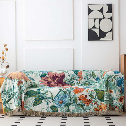 Green Field Flower Cotton Tassel Quilt - image 2