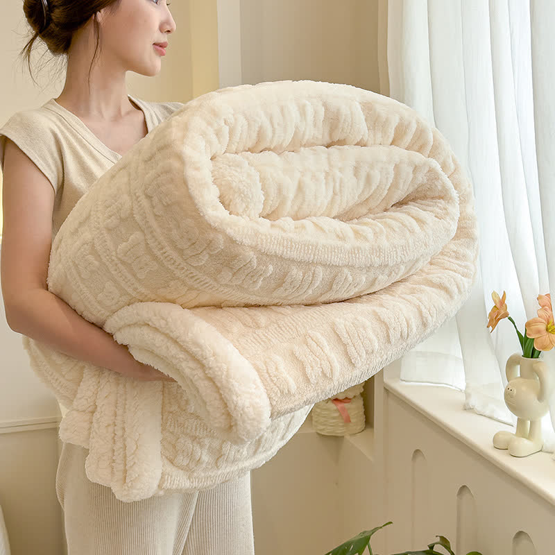 Bear Striped Textured Throw Blanket - Beige - Queen - image 22
