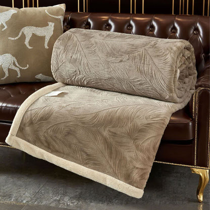 Leaf Textured Warm Throw Blanket - Brown - Queen - image 6