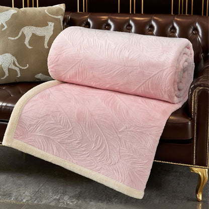 Leaf Textured Warm Throw Blanket - Pink - Queen - image 13
