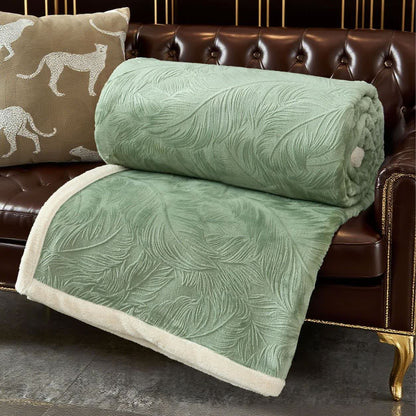 Leaf Textured Warm Throw Blanket - Green - Queen - image 21