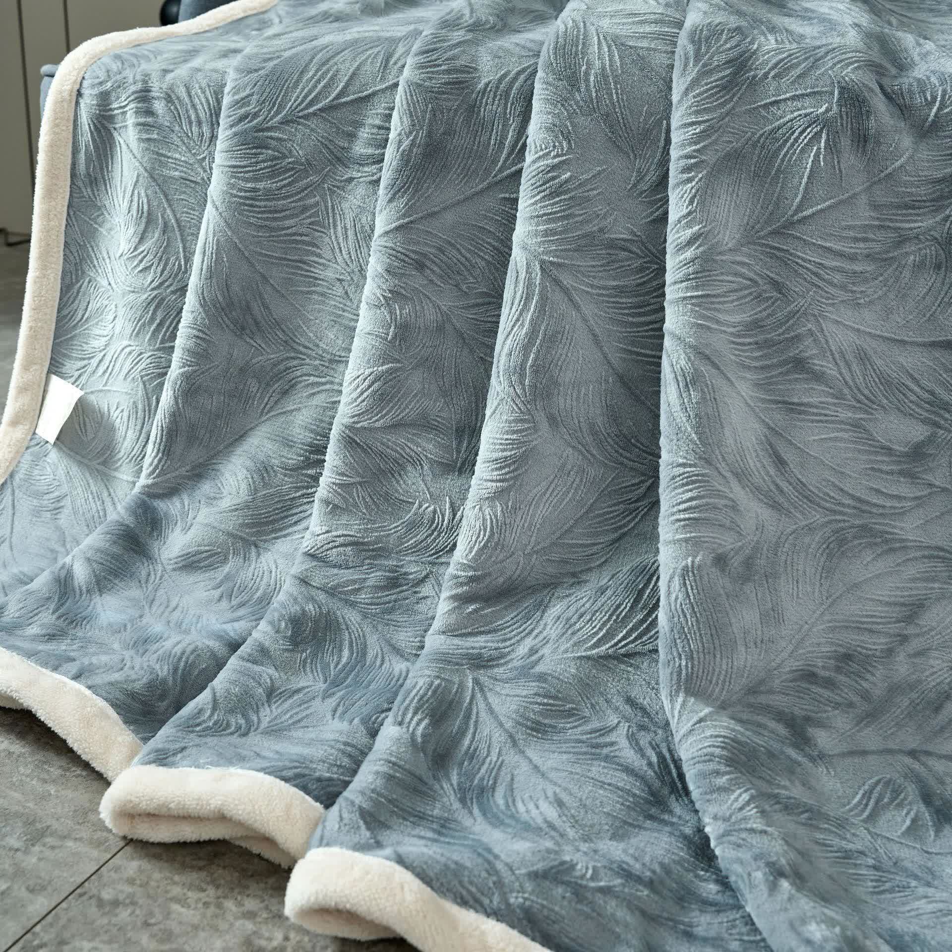 Leaf Textured Warm Throw Blanket - image 2