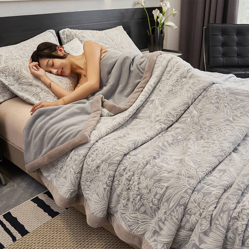 Floral Leaf Textured Warm Throw Blanket - image 2