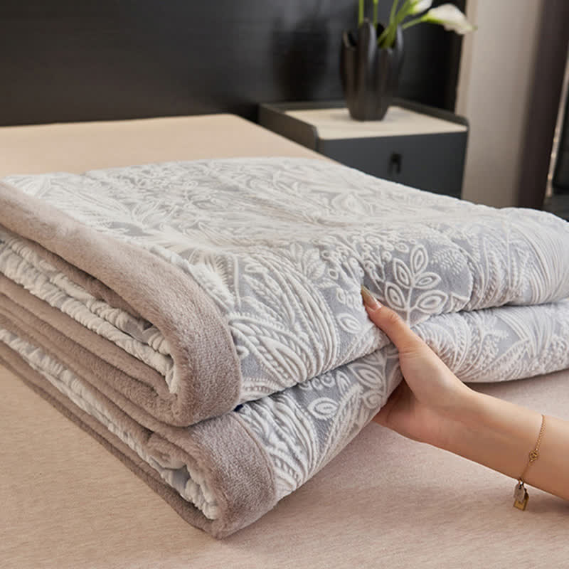 Floral Leaf Textured Warm Throw Blanket - image 7