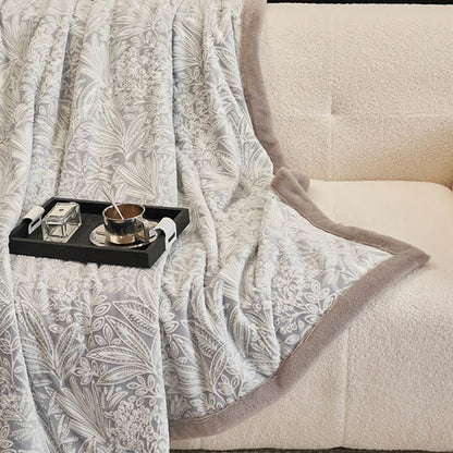 Floral Leaf Textured Warm Throw Blanket - image 9
