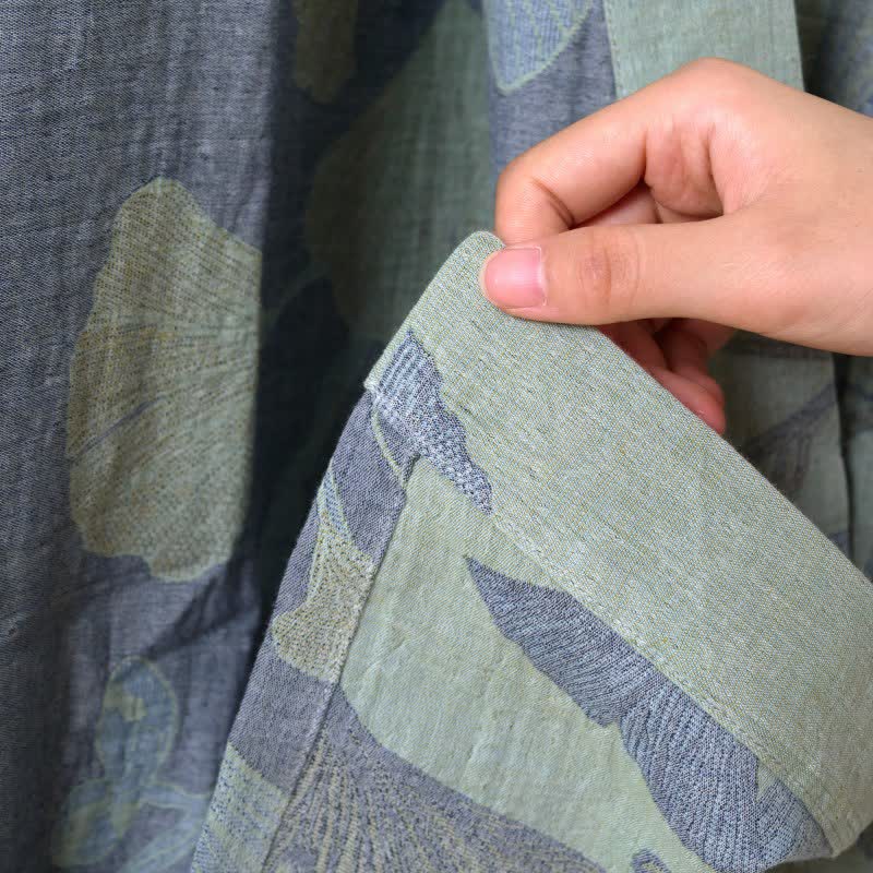 Ownkoti Ginkgo Leaf Organic Cotton Kimono Robe - image 9