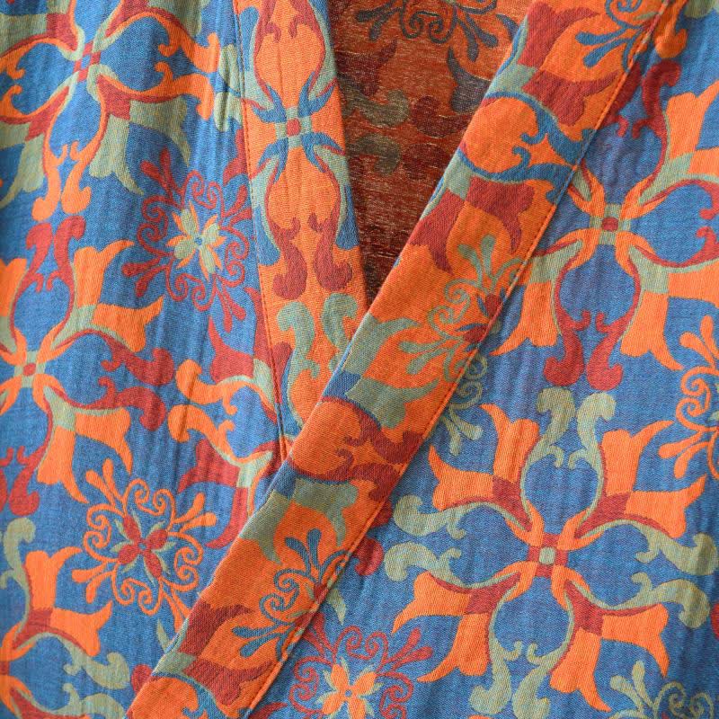 Ownkoti Retro Geometric Pattern Cotton Kimono Robe - image 4