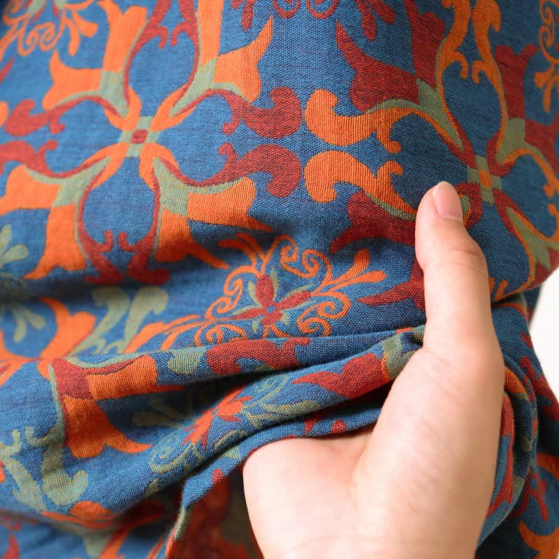 Ownkoti Retro Geometric Pattern Cotton Kimono Robe - image 9