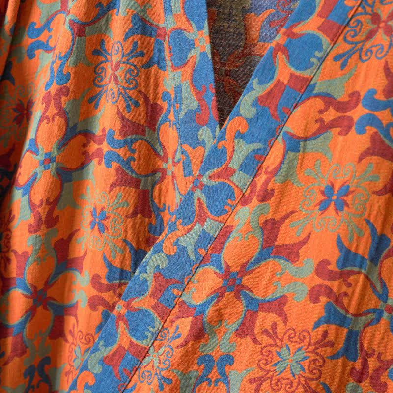 Ownkoti Retro Geometric Pattern Cotton Kimono Robe - image 12