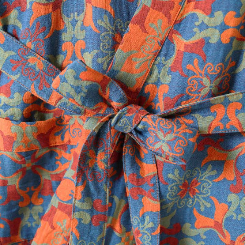 Ownkoti Retro Geometric Pattern Cotton Kimono Robe - image 5