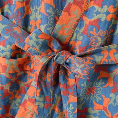 Ownkoti Retro Geometric Pattern Cotton Kimono Robe - image 5