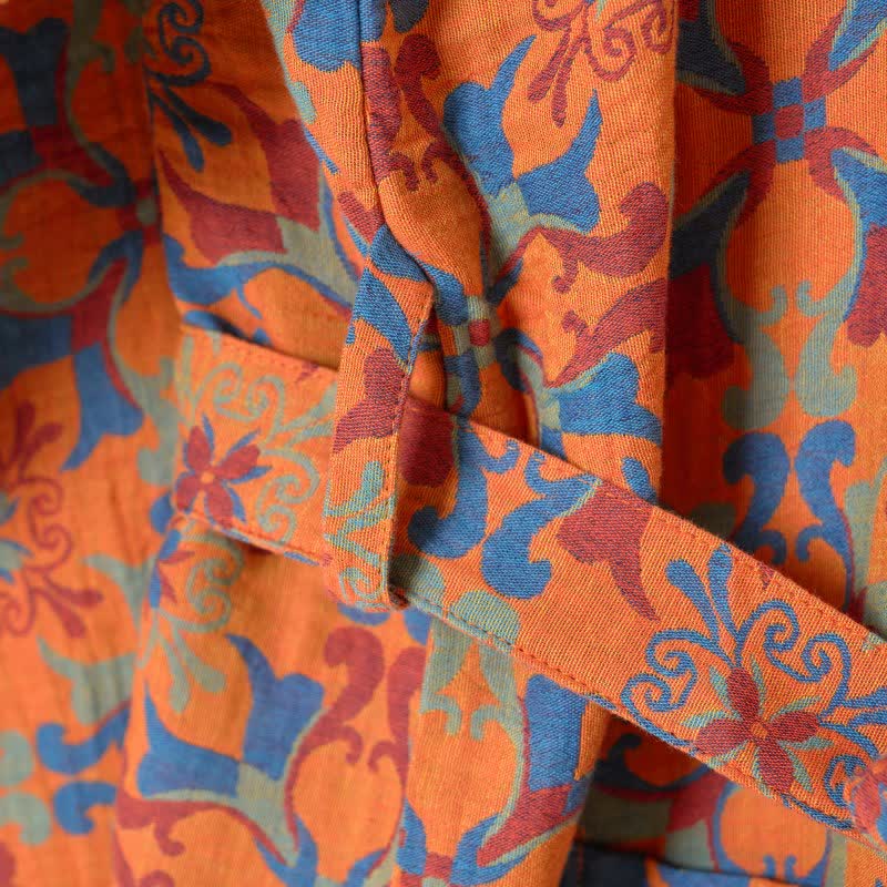 Ownkoti Retro Geometric Pattern Cotton Kimono Robe - image 15
