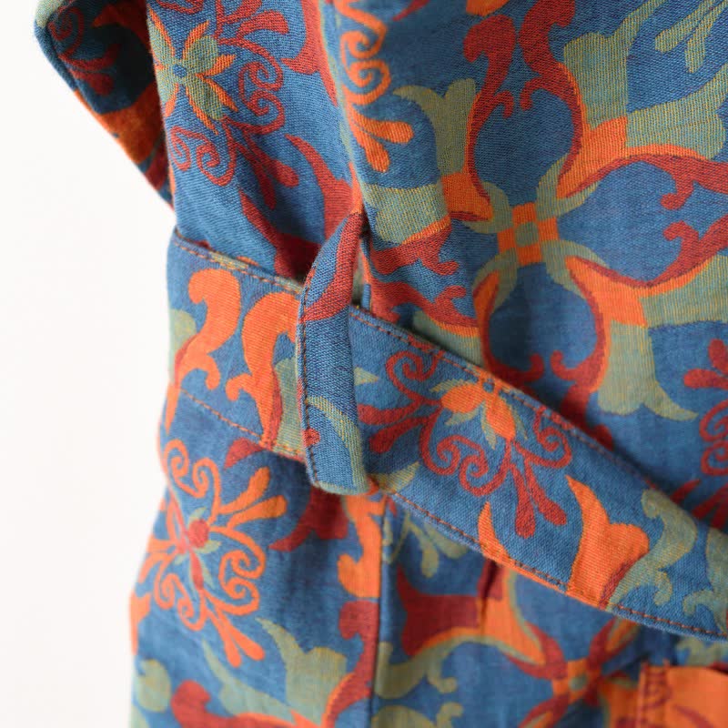 Ownkoti Retro Geometric Pattern Cotton Kimono Robe - image 7