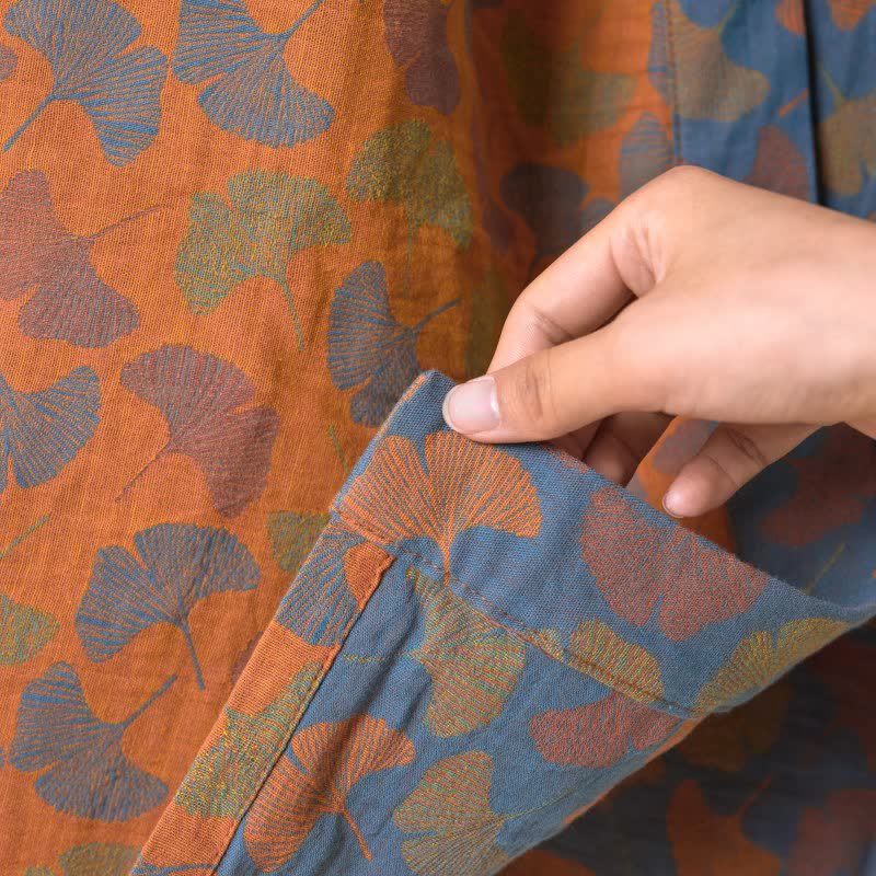 Ownkoti Ginkgo Biloba Cotton Gauze Japanese Robe - image 9