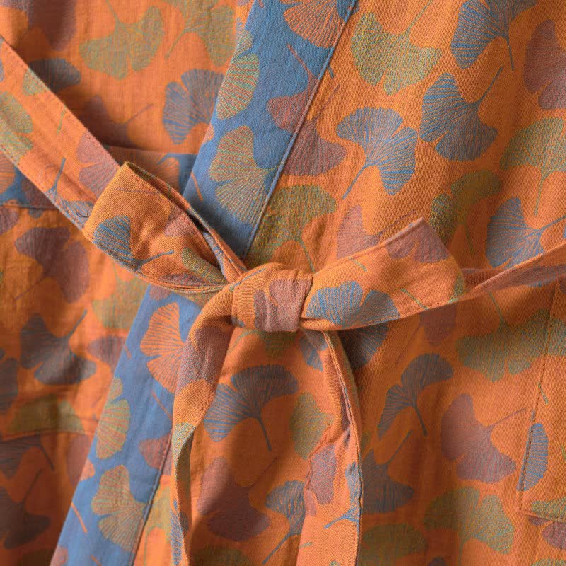 Ownkoti Ginkgo Biloba Cotton Gauze Japanese Robe - image 5