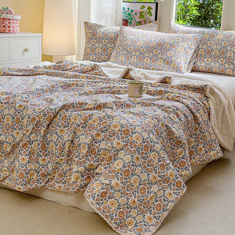 Yellow Flower Reversible Throw Blanket - image 1