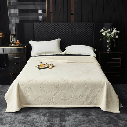 Ginkgo Leaf Textured Throw Blanket - Beige - Queen - image 12