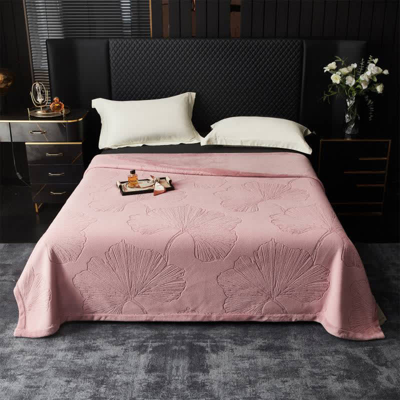 Ginkgo Leaf Textured Throw Blanket - Pink - Queen - image 0