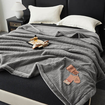 Leaf-inspired Textured Warm Throw Blanket - image 2