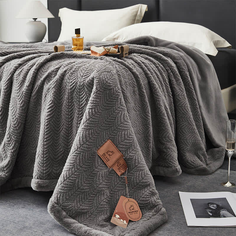Leaf-inspired Textured Warm Throw Blanket - image 4