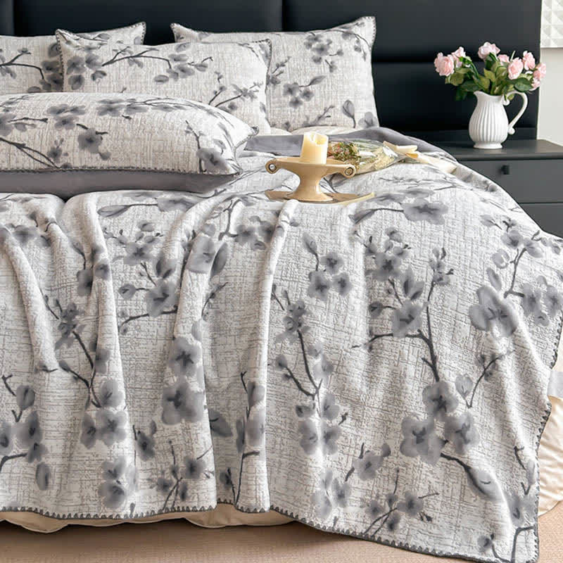 Plum Blossom Jacquard Throw Blanket - image 1