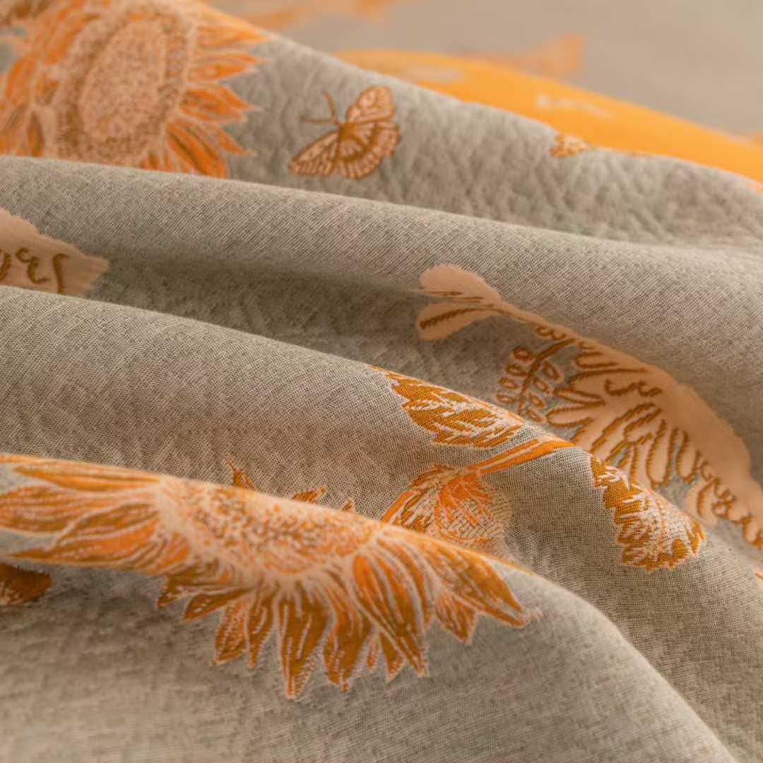 Sunflower Butterfly Cotton Gauze Bedding Set(4PCS) - image 6