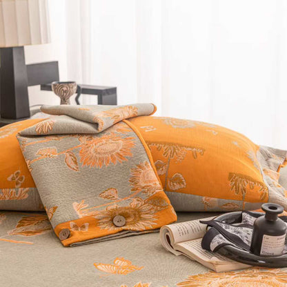 Sunflower Butterfly Cotton Gauze Bedding Set(4PCS) - image 4