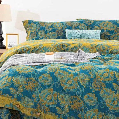 Floral Butterfly Cotton Gauze Bedding Set(4pcs) - image 1