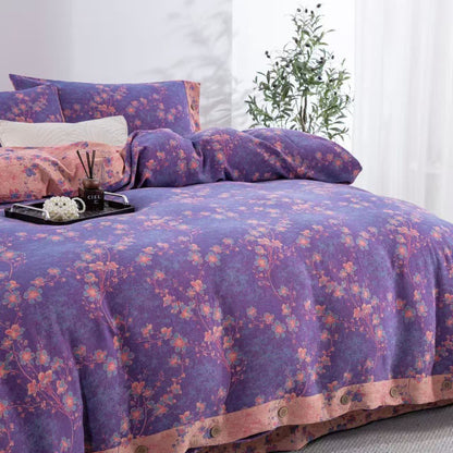 Floral Cotton Gauze Reversible Bedding Set(4pcs) - image 2