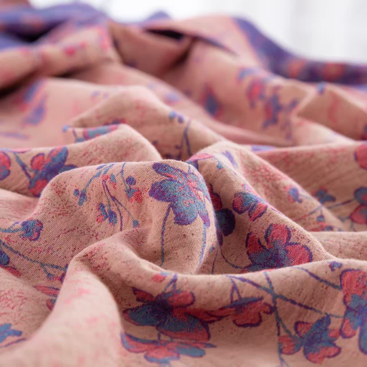 Floral Cotton Gauze Reversible Bedding Set(4pcs) - image 8