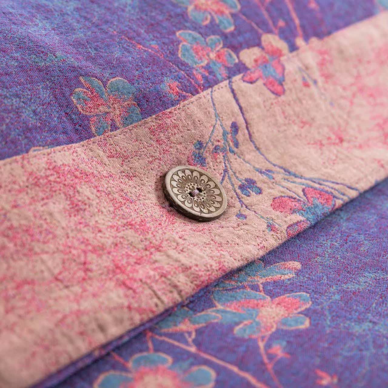 Floral Cotton Gauze Reversible Bedding Set(4pcs) - image 7