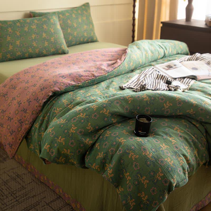 Rustic Floral Cotton Gauze Bedding Set(4pcs) - image 1