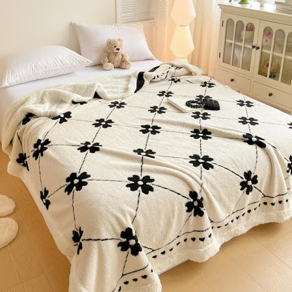 Diamond Checkered Flower Throw Blanket - image 2