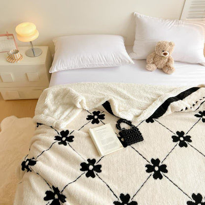 Diamond Checkered Flower Throw Blanket - image 4