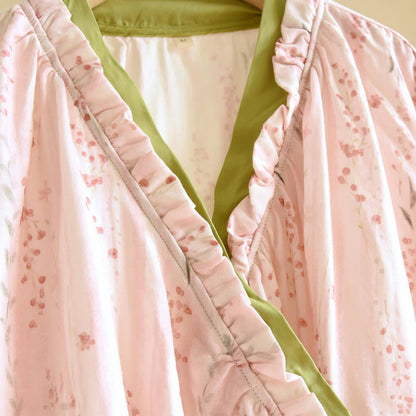 Pink Striped Floral Kimono Loungewear Set - image 3