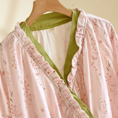 Pink Striped Floral Kimono Loungewear Set - image 2