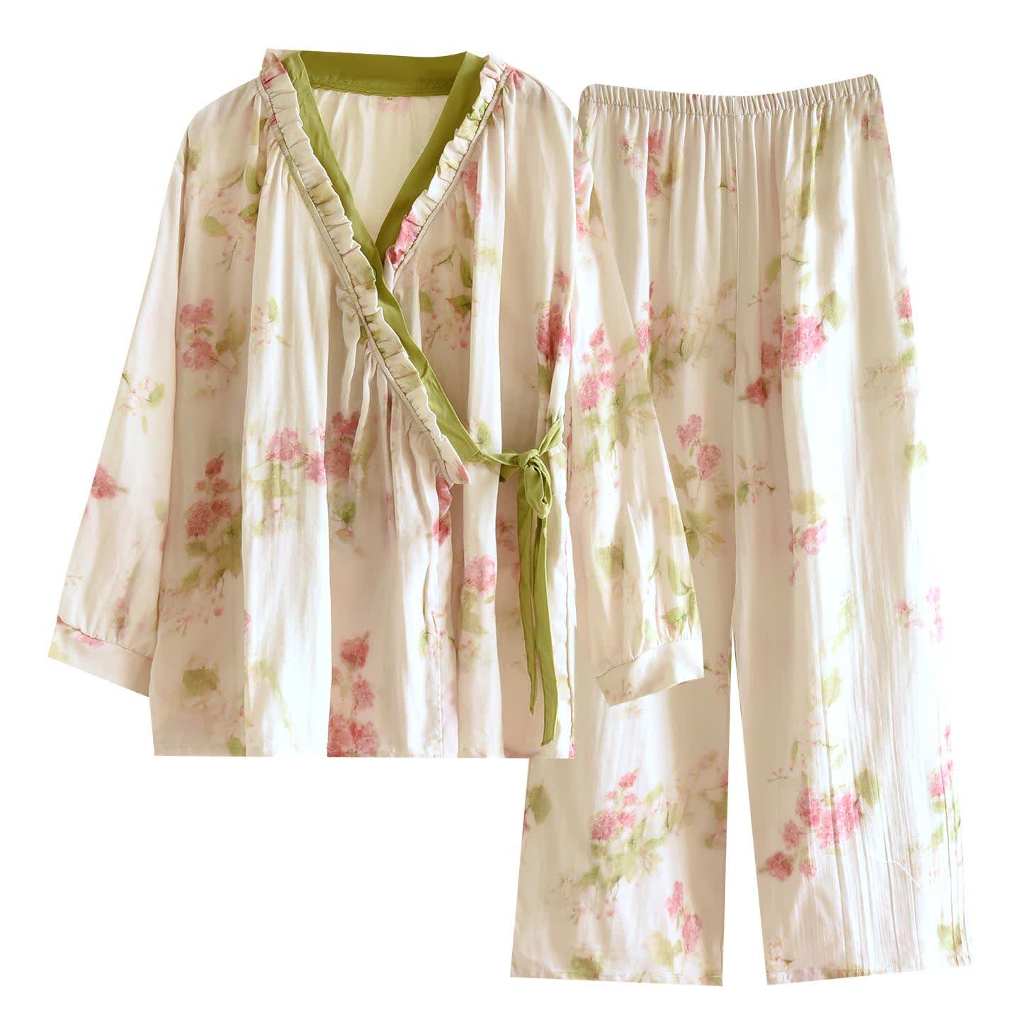 Ink Peony Kimono Loungewear Set - image 1