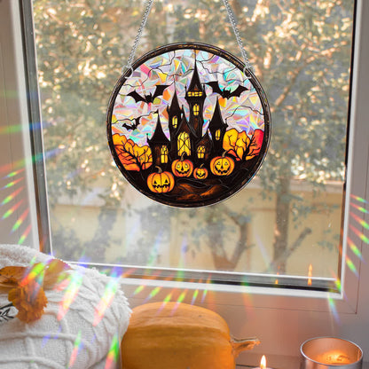 Halloween Pumpkin Bat Window Hanging - image 1