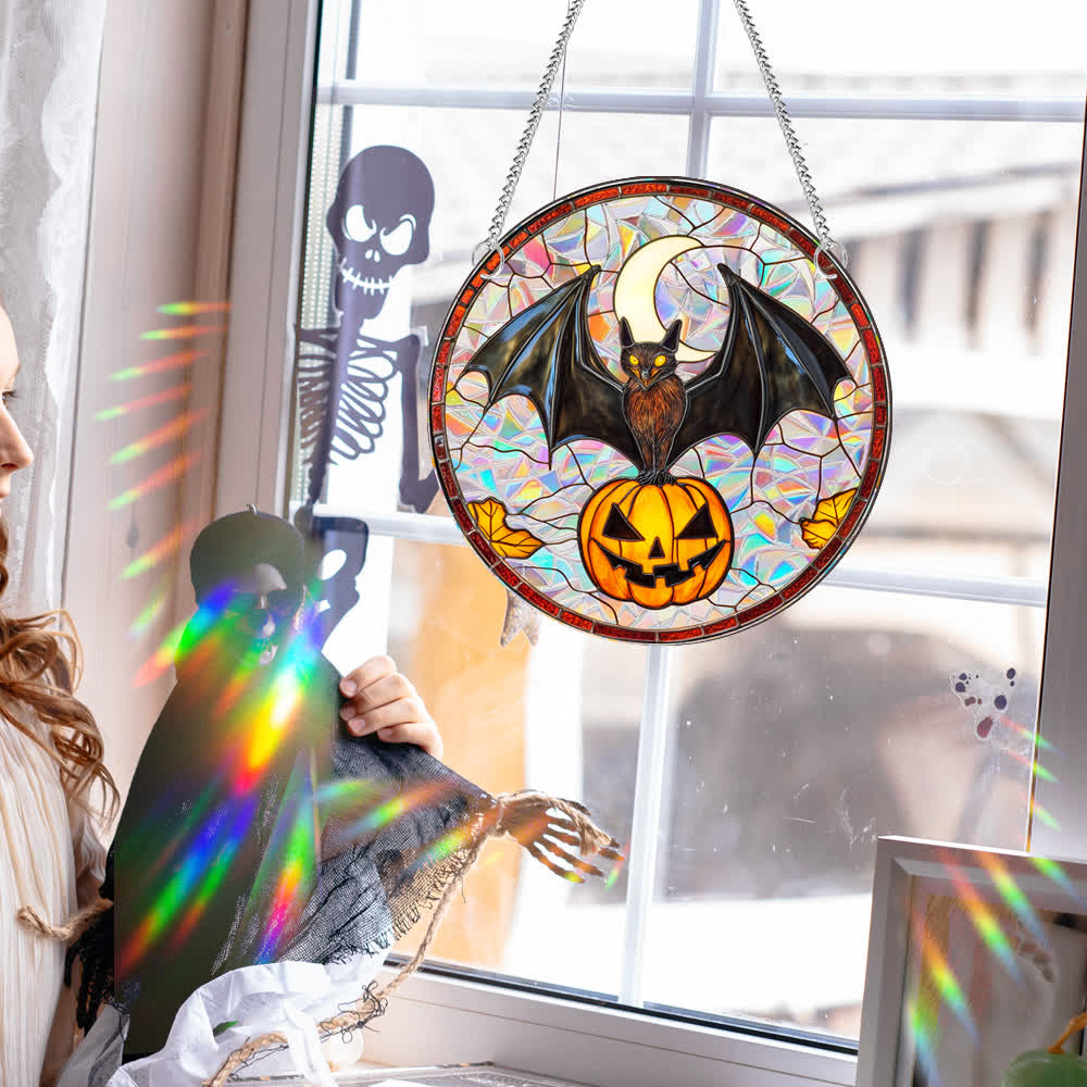 Pumpkin Bat Suncatcher Window Hanging - image 1