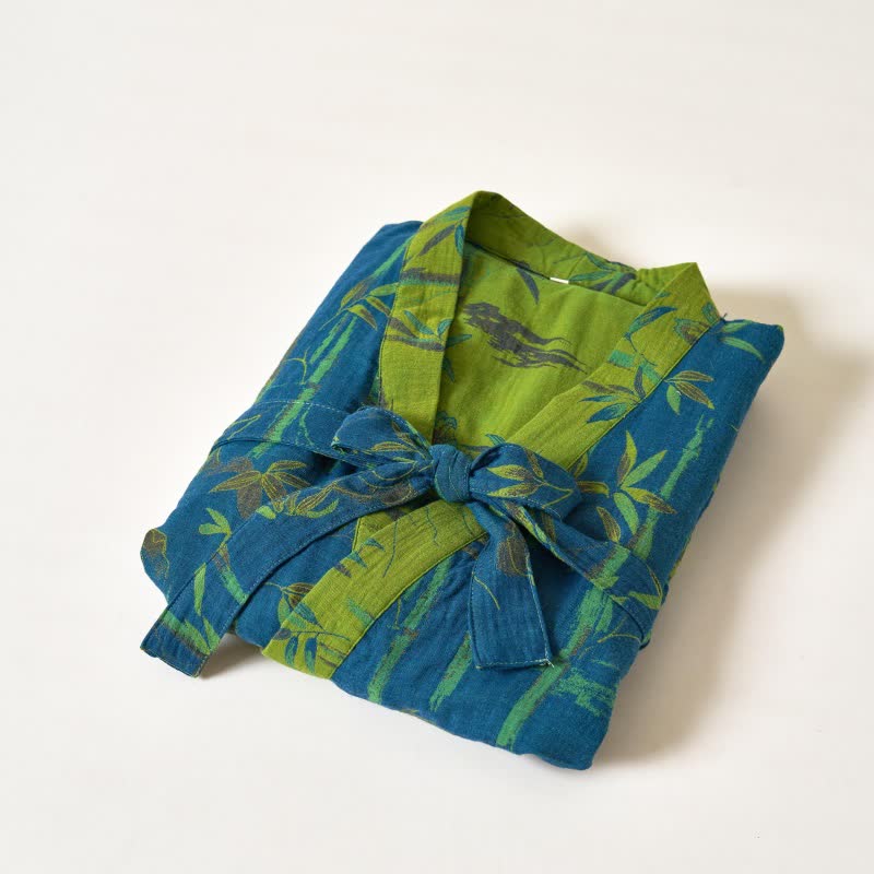 Ownkoti Two-Tone Bamboo Cotton Gauze Kimono Robe - image 17