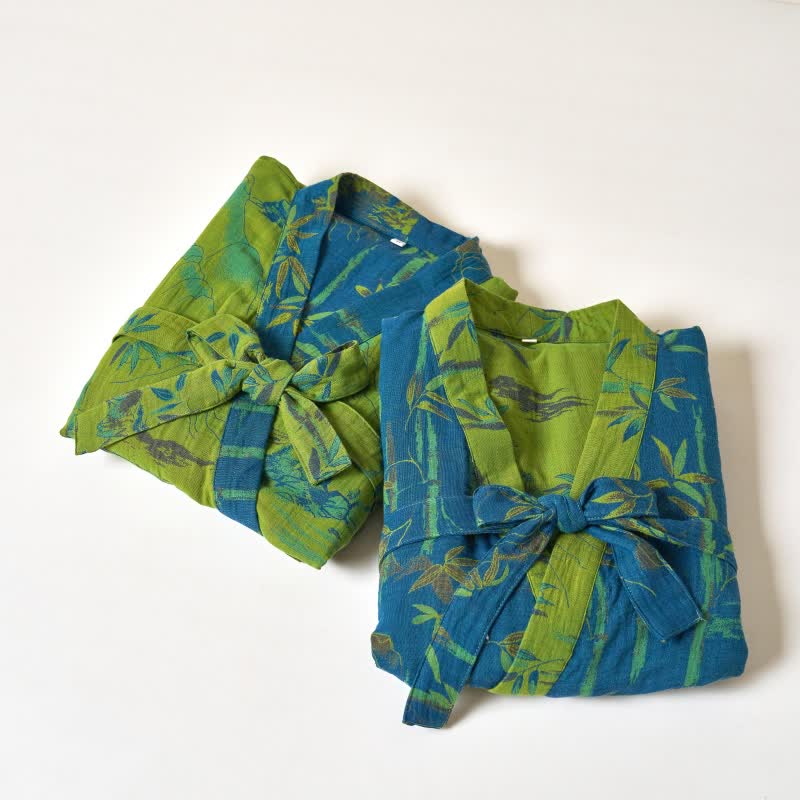 Two-Tone Bamboo Cotton Gauze Kimono Robe - image 2