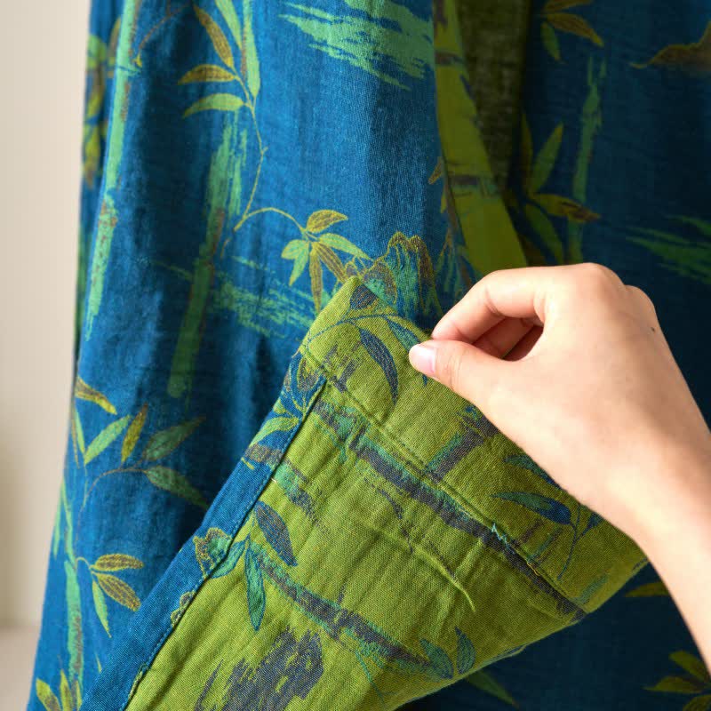 Ownkoti Two-Tone Bamboo Cotton Gauze Kimono Robe - image 24