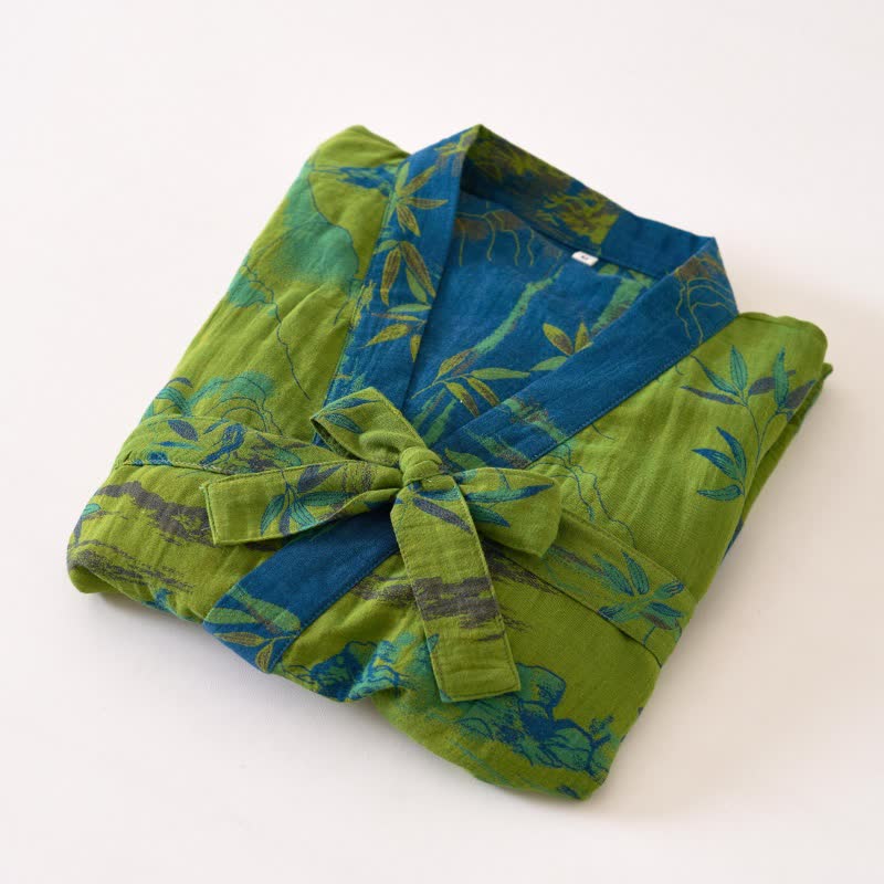 Ownkoti Two-Tone Bamboo Cotton Gauze Kimono Robe - image 5
