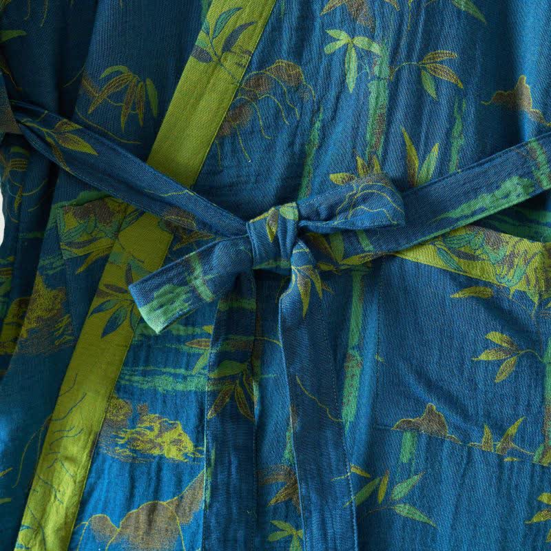 Two-Tone Bamboo Cotton Gauze Kimono Robe - image 21